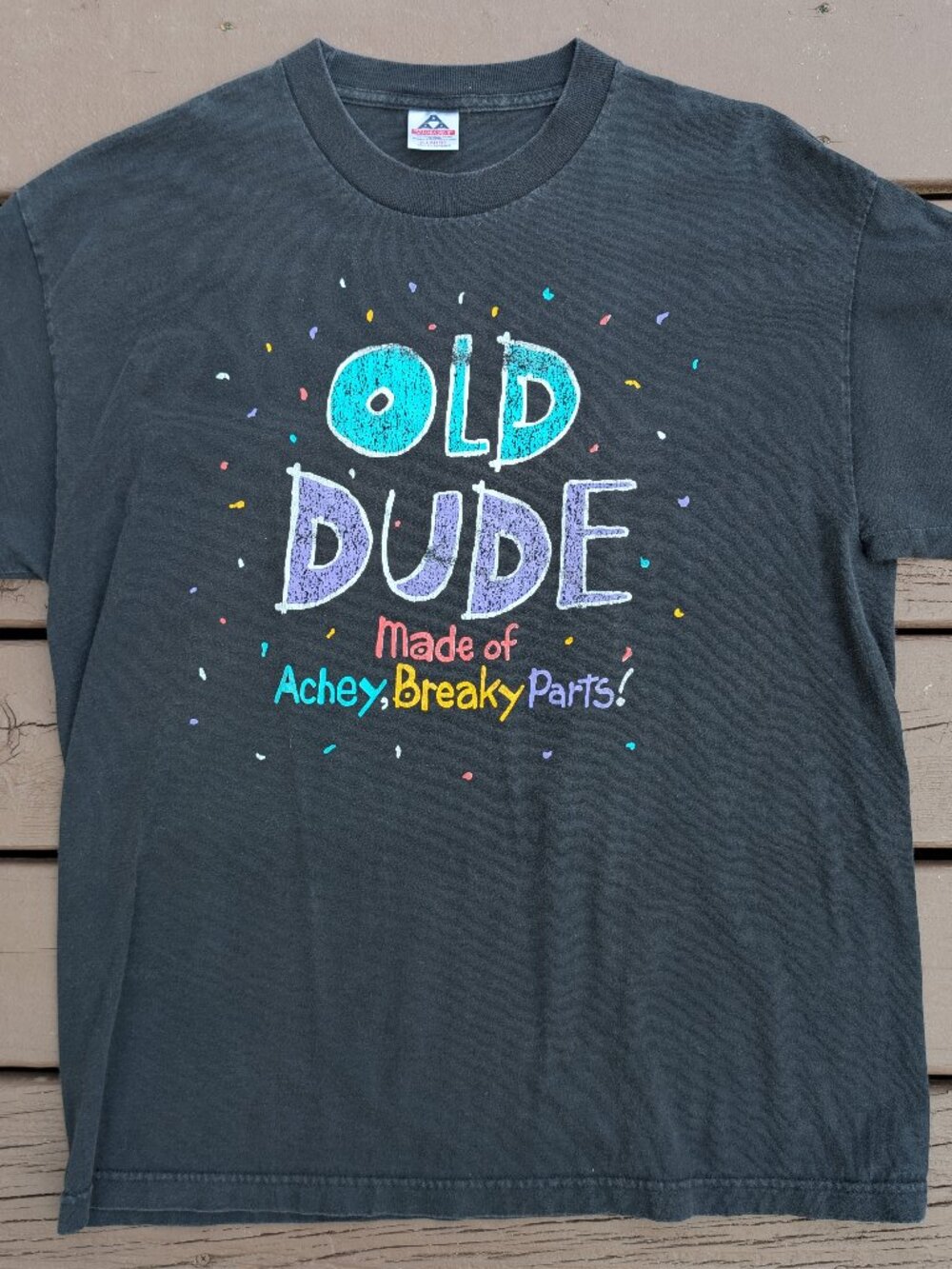 Vintage 90s "Old Dude" T-Shirt "Made of Achey, Breaky Parts!" Alstyle Apparel XL